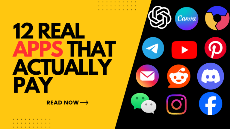 Featured banner text 12 real apps that actually pay with popular smartphone app icons to make money with apps