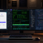 Replit vs Lovable vs Cursor: A developer comparing three AI coding tools on monitor