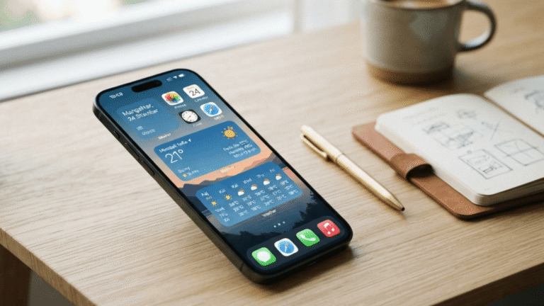 Comparing home screen widgets to find the best weather app for iPhone.