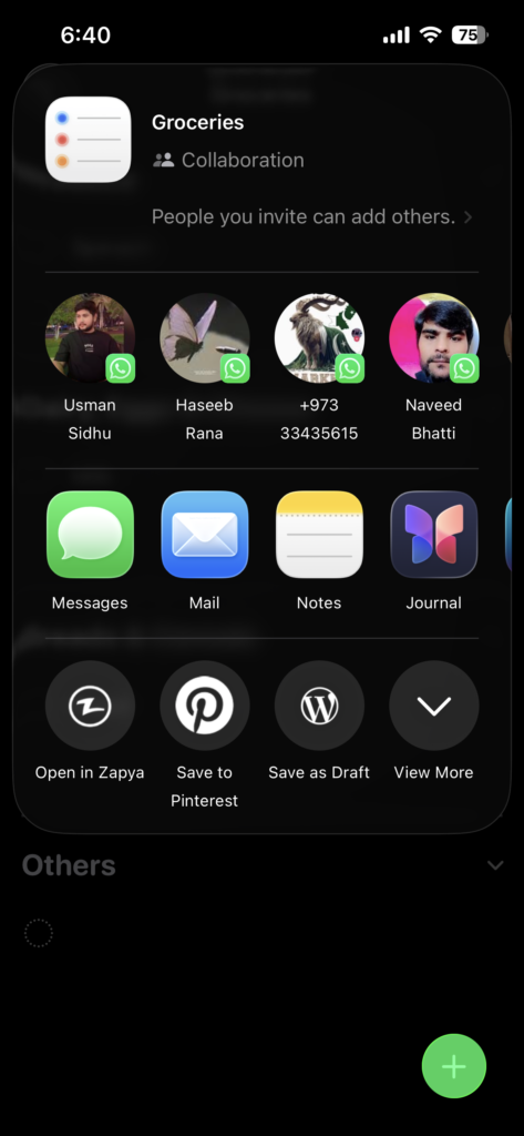 Creating a shared grocery checklist in Apple Notes on iPhone