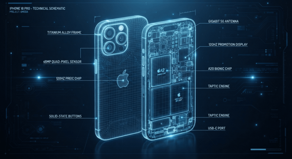 Leaked CAD schematic diagram of the iPhone 18 Pro Max body design