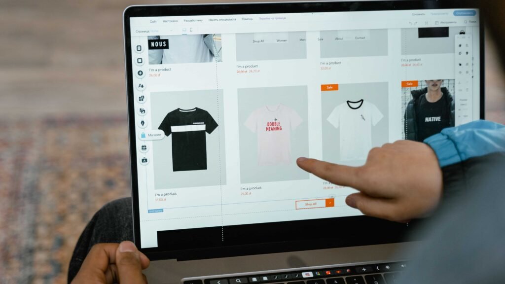 Digital products storefront on laptop screen demonstrating legit ways to make money online
