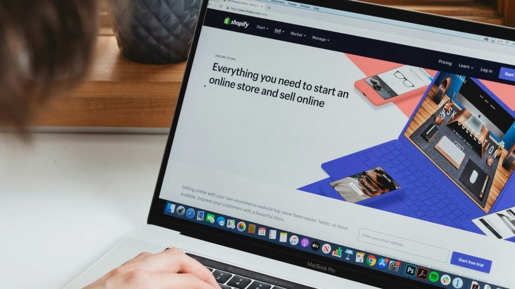 Shopify platform on laptop screen illustrating dropshipping ways to make money online