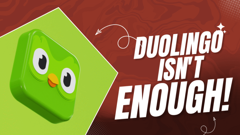 Duolingo owl logo next to text reading Duolingo Isn't Enough for best Duolingo alternatives guide