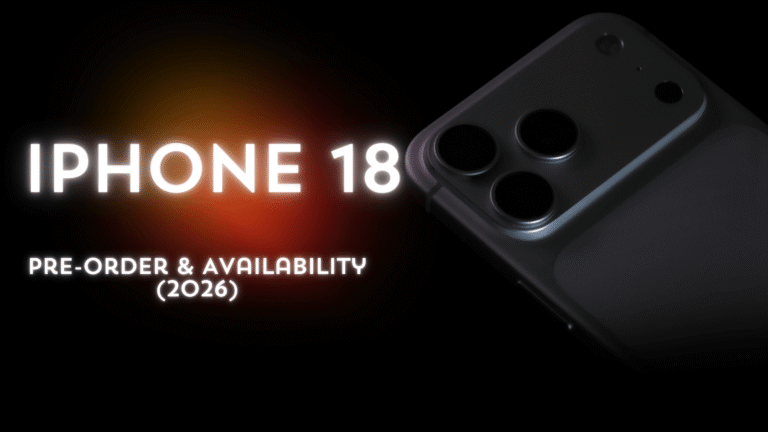 iPhone 18 featured graphic showing pre-order and release details for when does iphone 18 come out